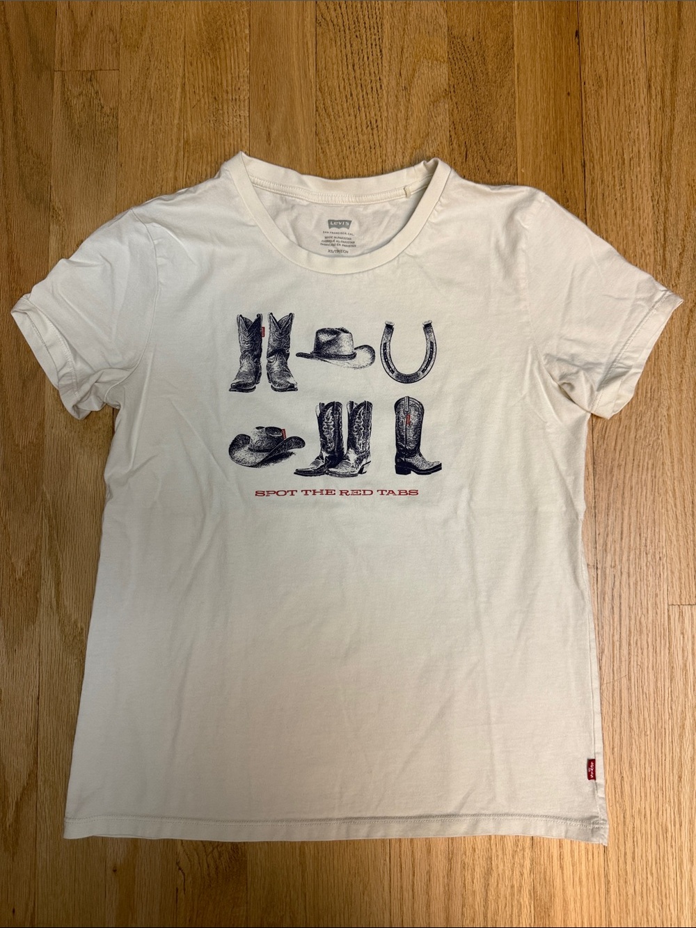 Levi's Off-White Short-Sleeve Graphic Tee with Western Boot Print